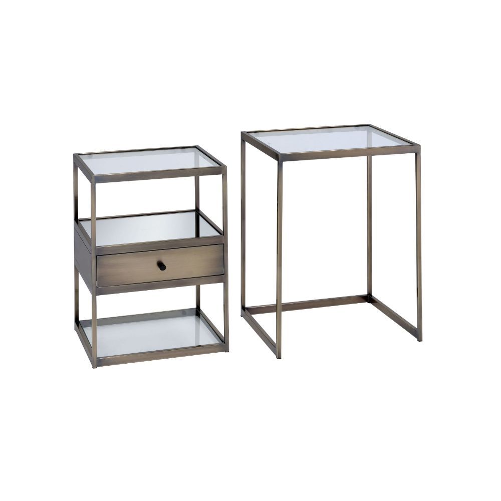 Enca - Nesting Table Set - Clear Glass & Antique Brass - Urban Living Furniture (Los Angeles, CA)