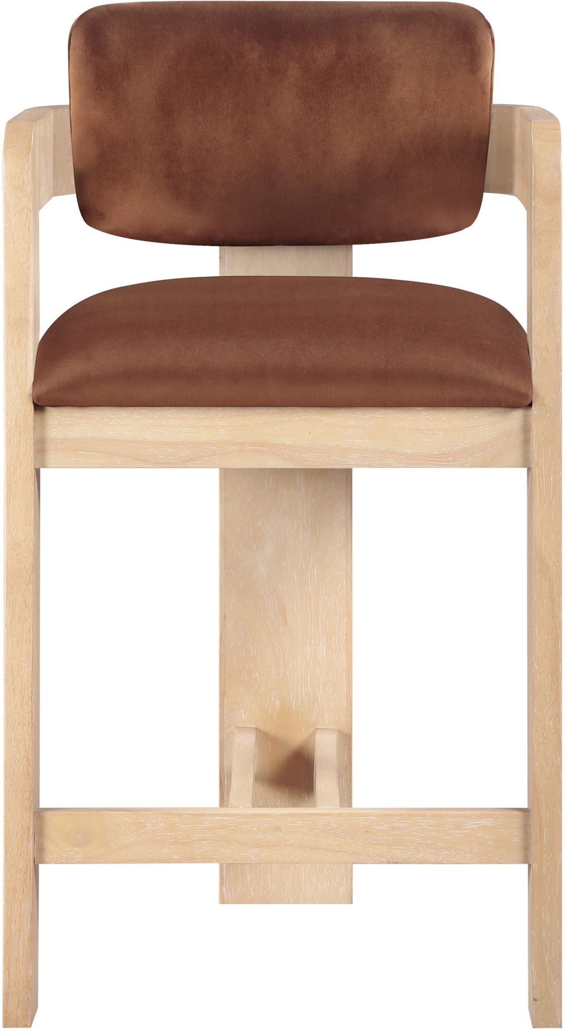 Sacha - Velvet Stool With Natural Base - Urban Living Furniture (Los Angeles, CA)
