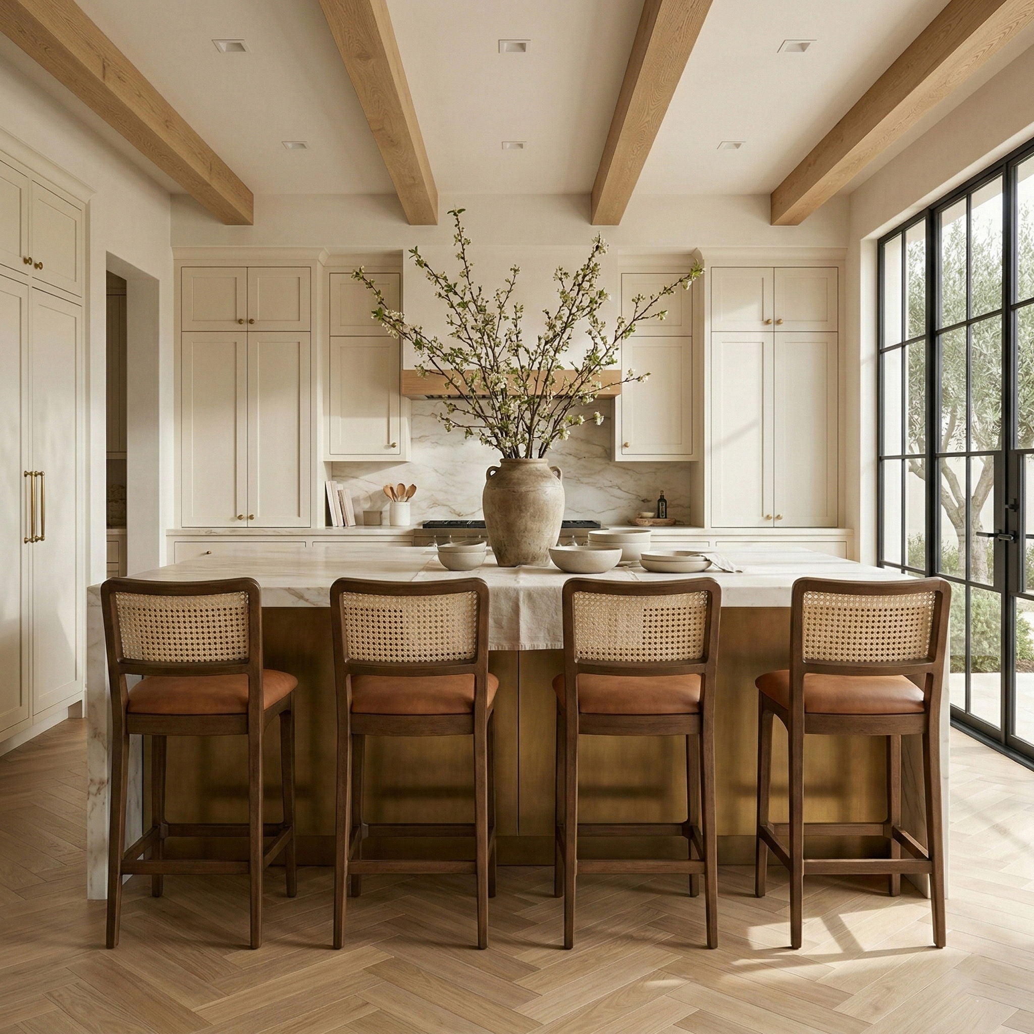 Atrium - Upholstered Bar Stool (Set of 2) - Brushed Brown Frame - Urban Living Furniture (Los Angeles, CA)