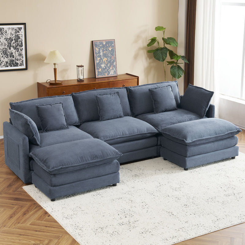 Modern Modular Sectional Sofa With Side Storage Pockets For Living Room