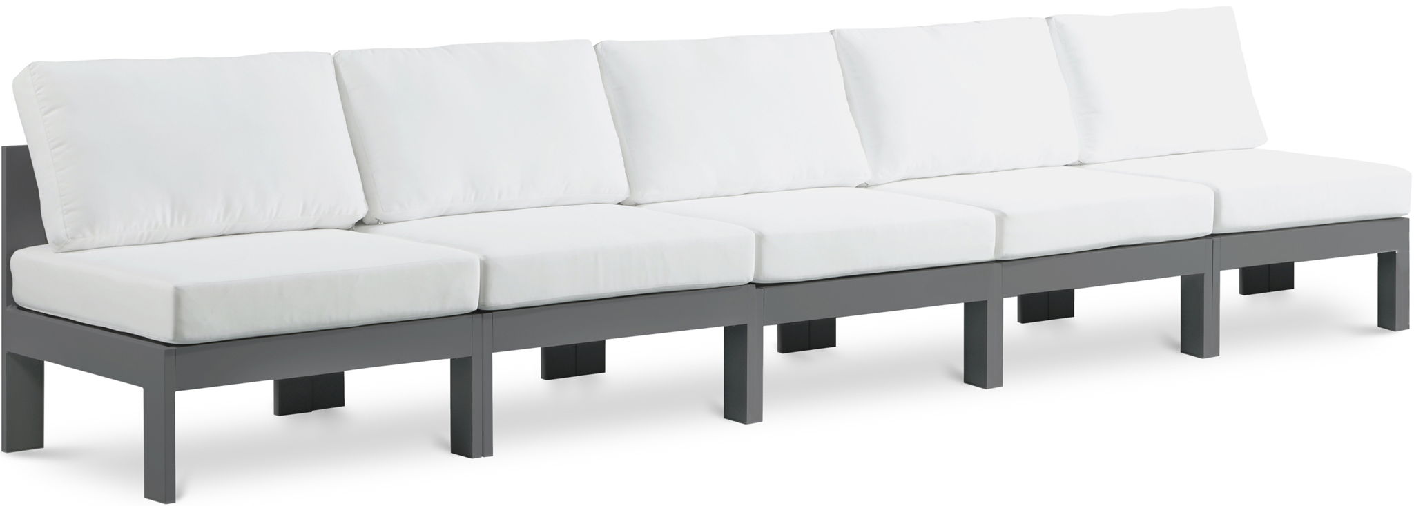 Nizuc - Outdoor Patio 5 Seat Modular Armless Sofa With Gray Frame - Urban Living Furniture (Los Angeles, CA)