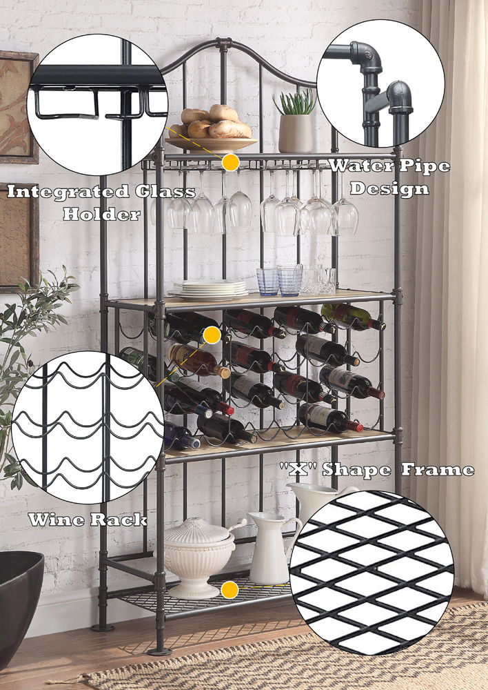 Edina - Wine Rack - Oak & Sandy Black - Urban Living Furniture (Los Angeles, CA)