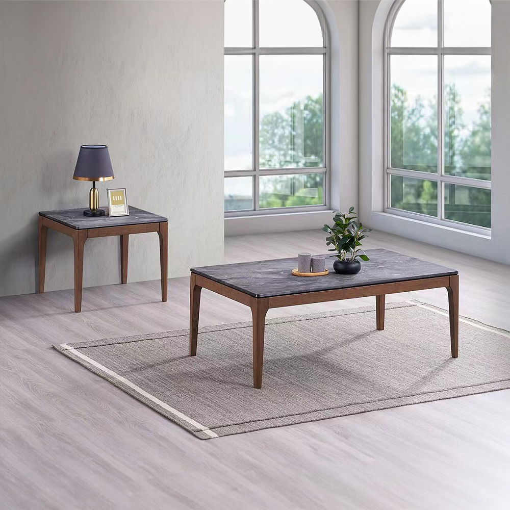 Bevis - End Table - Engineered Stone Top & Walnut - Urban Living Furniture (Los Angeles, CA)