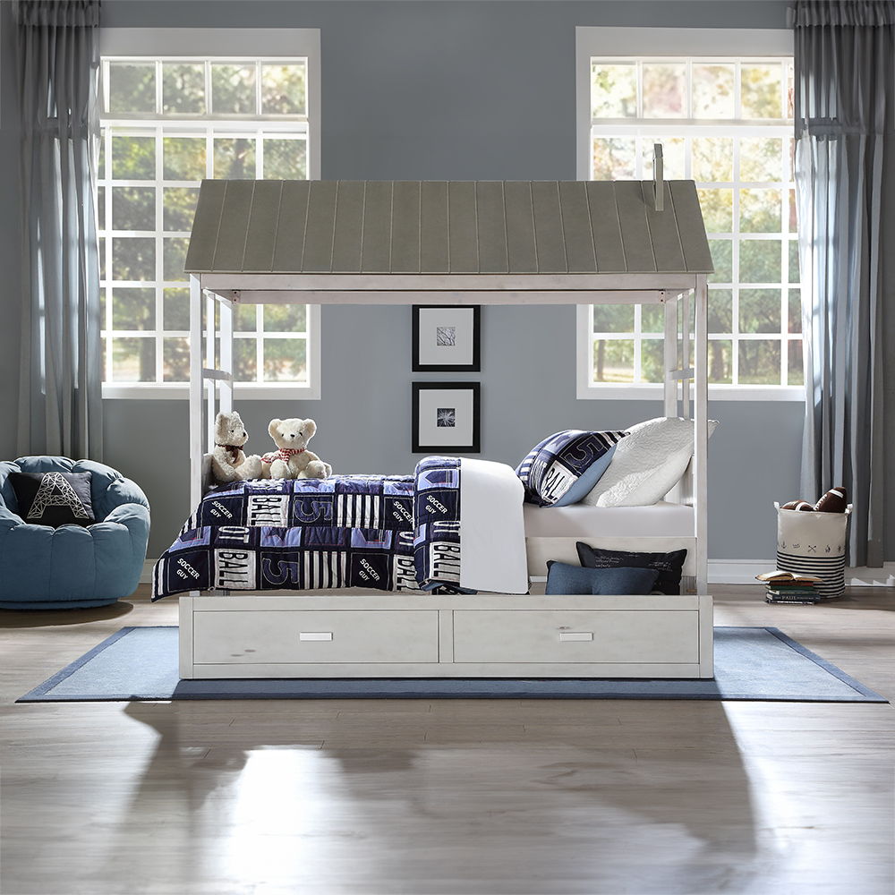 Tree House II - Twin Bed - Weathered White & Washed Gray - Urban Living Furniture (Los Angeles, CA)