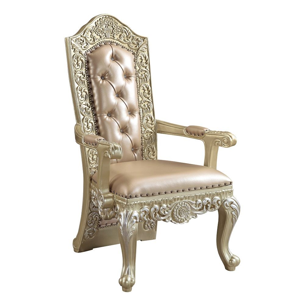 Vatican - Arm Chair (Set of 2) - Synthetic Leather & Champagne Silver - Urban Living Furniture (Los Angeles, CA)