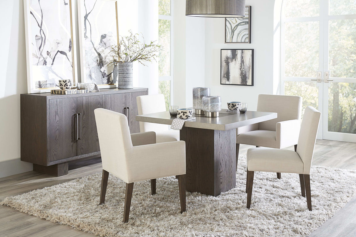Oakland Brunette - Modesto Upholstered Arm Chair (Set of 2) - Abalone Linen And French Roast