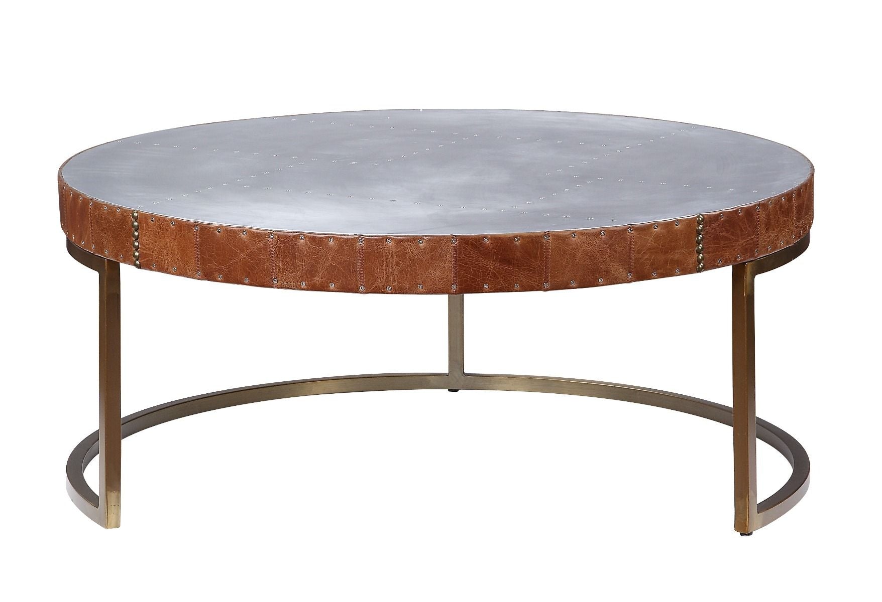 Tamas - 16" Coffee Table - Aluminum & Cocoa Top Grain Leather - Urban Living Furniture (Los Angeles, CA)