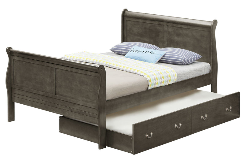 Full Elegant Trundle Bed With Timeless Charm - Gray