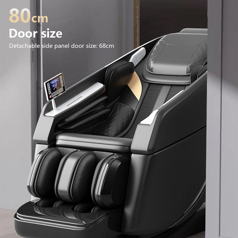 4D Massage Chair, Full Body Recliner Zero Gravity With Sl Track, Wireless Charging, Automatic Body Scan, Human Touch, Heating - Bluetooth, Foot Rollers, Airbags & Extendable Footrest - Black