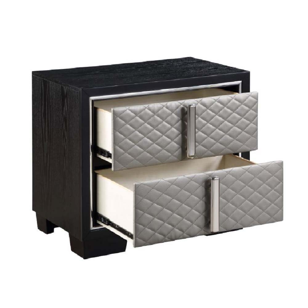 Nicola - Nightstand - Silver Synthetic Leather & Black - Urban Living Furniture (Los Angeles, CA)