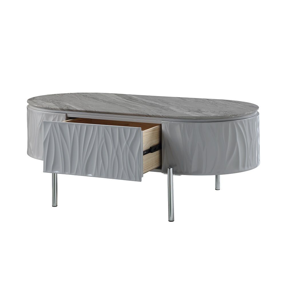 Yukino - Coffee Table - Gray High Gloss & Chrome - Urban Living Furniture (Los Angeles, CA)