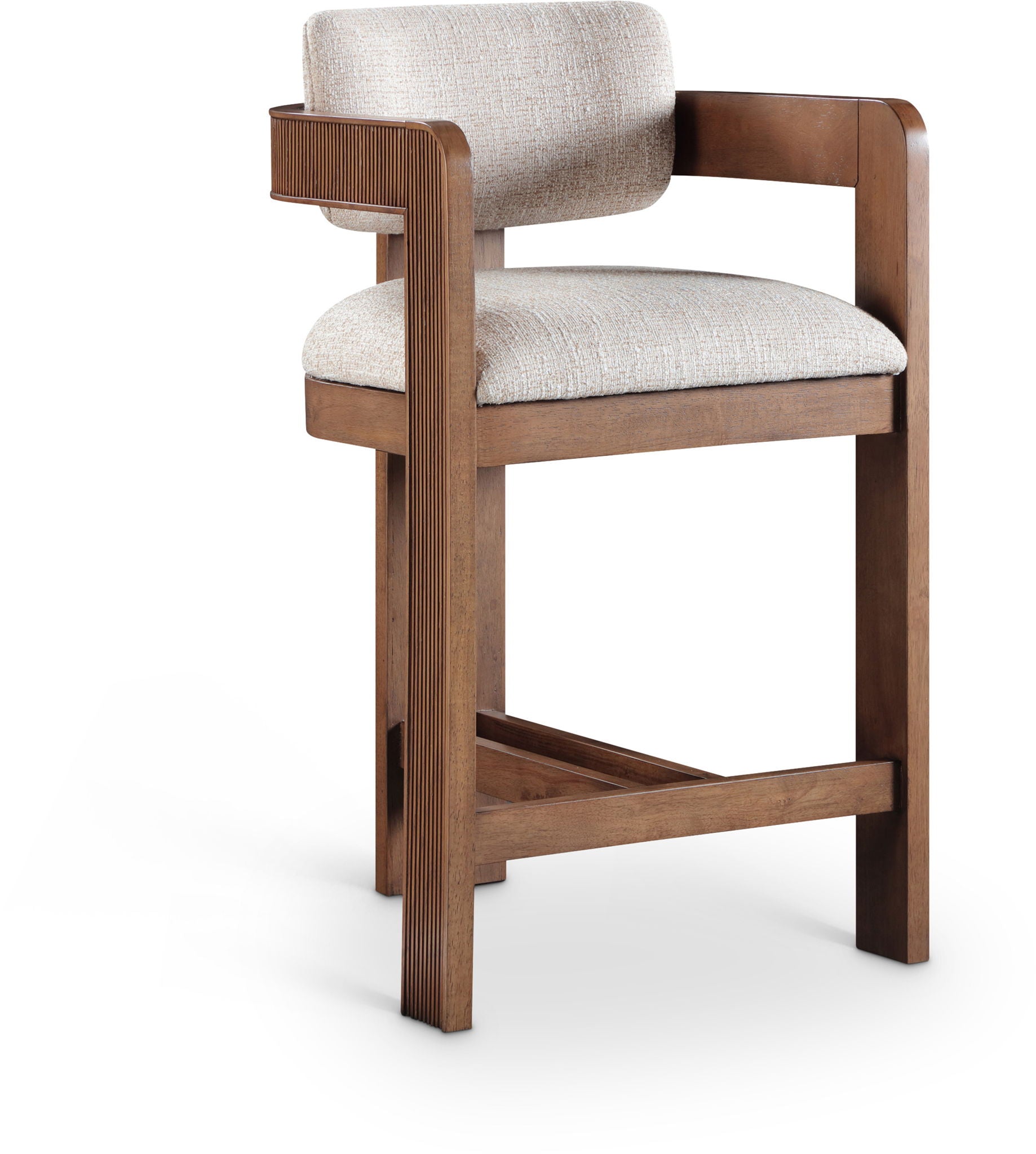 Sacha - Linen Stool With Brown Base - Urban Living Furniture (Los Angeles, CA)