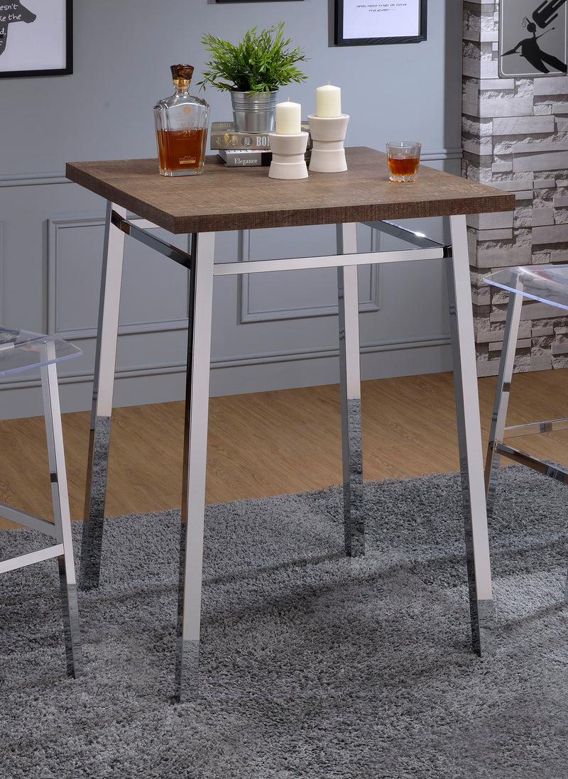Nadia - Chrome Bar Table - Oak / White - Urban Living Furniture (Los Angeles, CA)
