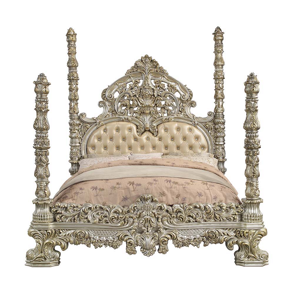 Danae - Eastern King Bed - Synthetic Leather , Champagne & Gold - Urban Living Furniture (Los Angeles, CA)