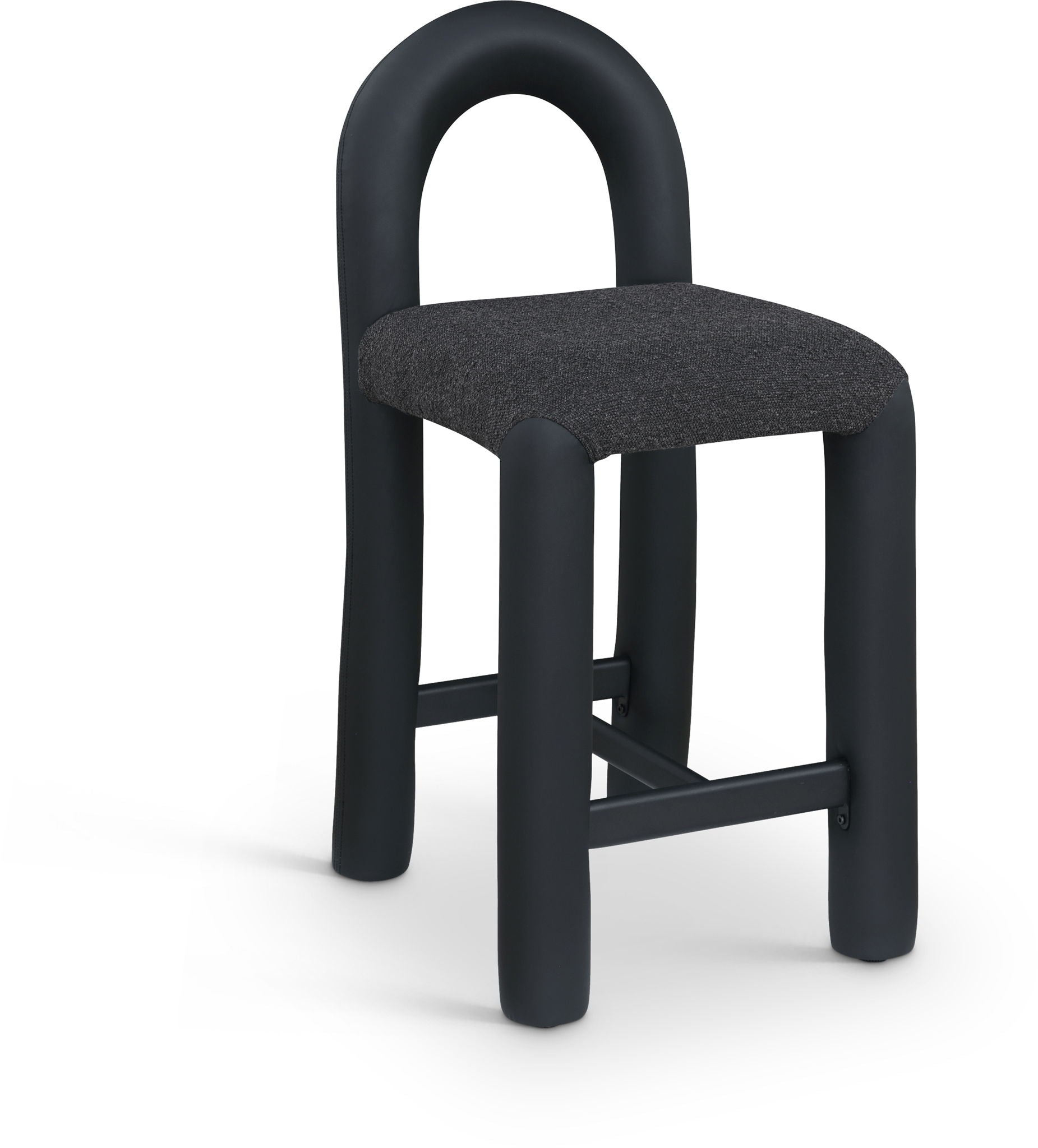Amari - Vegan Leather and Boucle Fabric Stool - Urban Living Furniture (Los Angeles, CA)