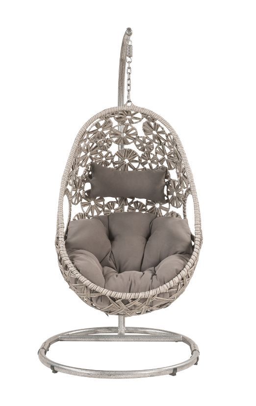 Sigar - Patio Swing Chair - Light Gray Fabric & Wicker - Urban Living Furniture (Los Angeles, CA)