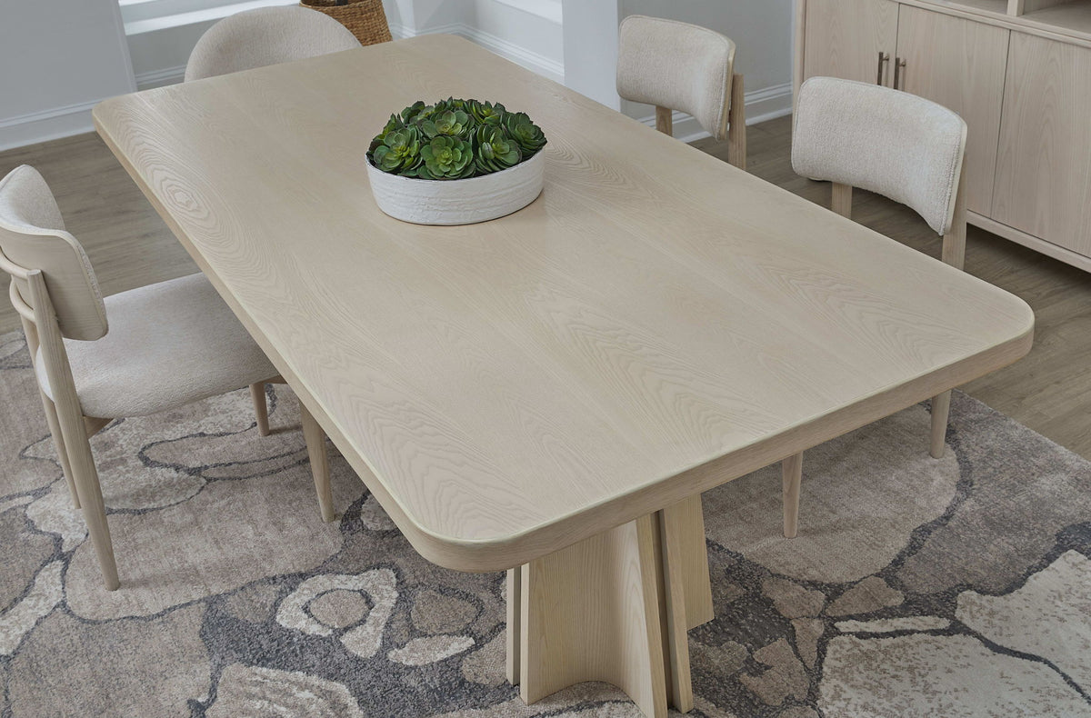 Zinnia - Ash Wood Double Pedestal Dining Table - White Sand