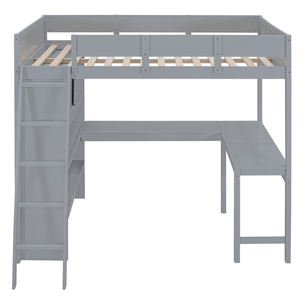 Modern Loft Bed With Desk And Shelves