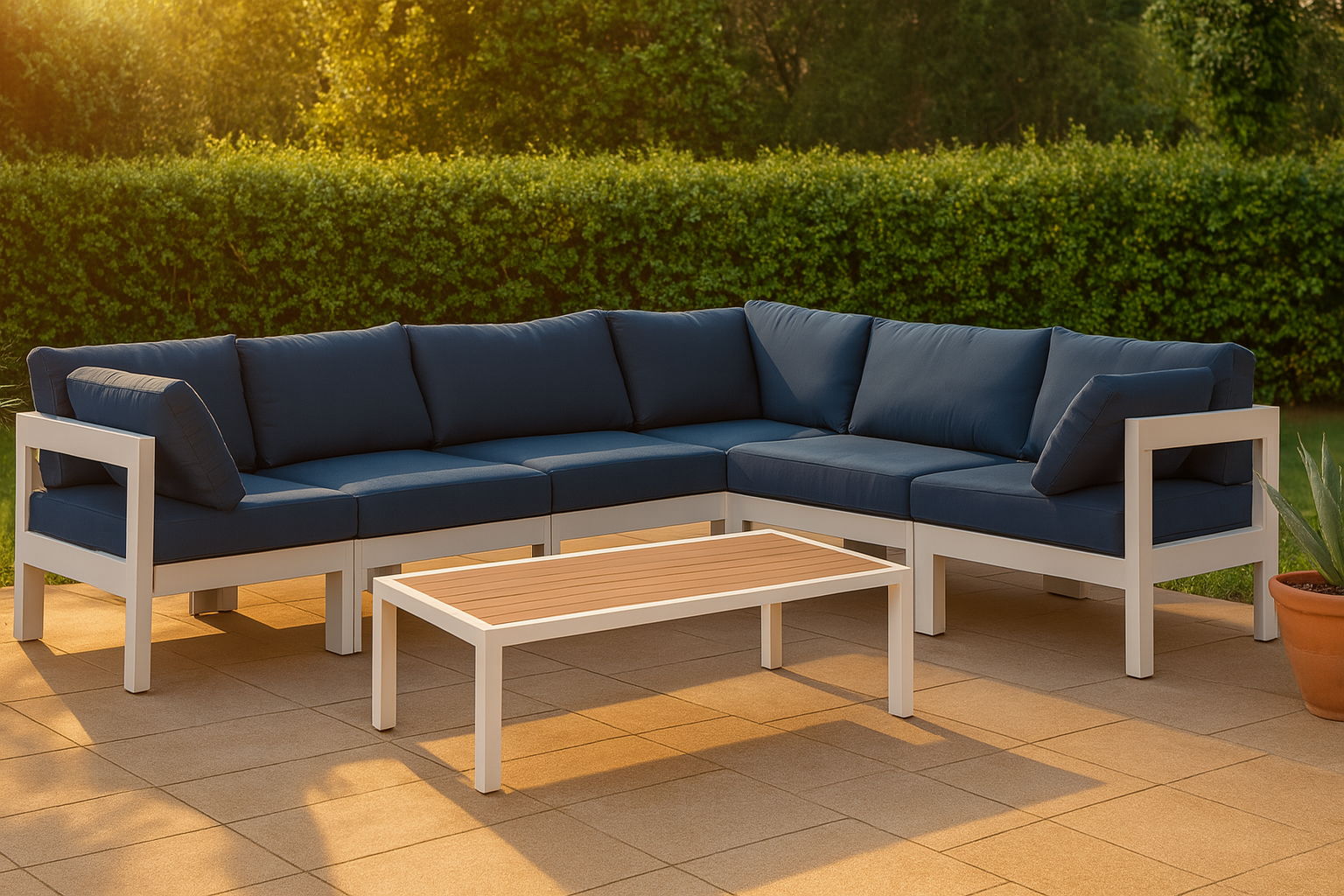 Nizuc - Outdoor Patio 6 Piece Modular Sectional With White Frame - Urban Living Furniture (Los Angeles, CA)