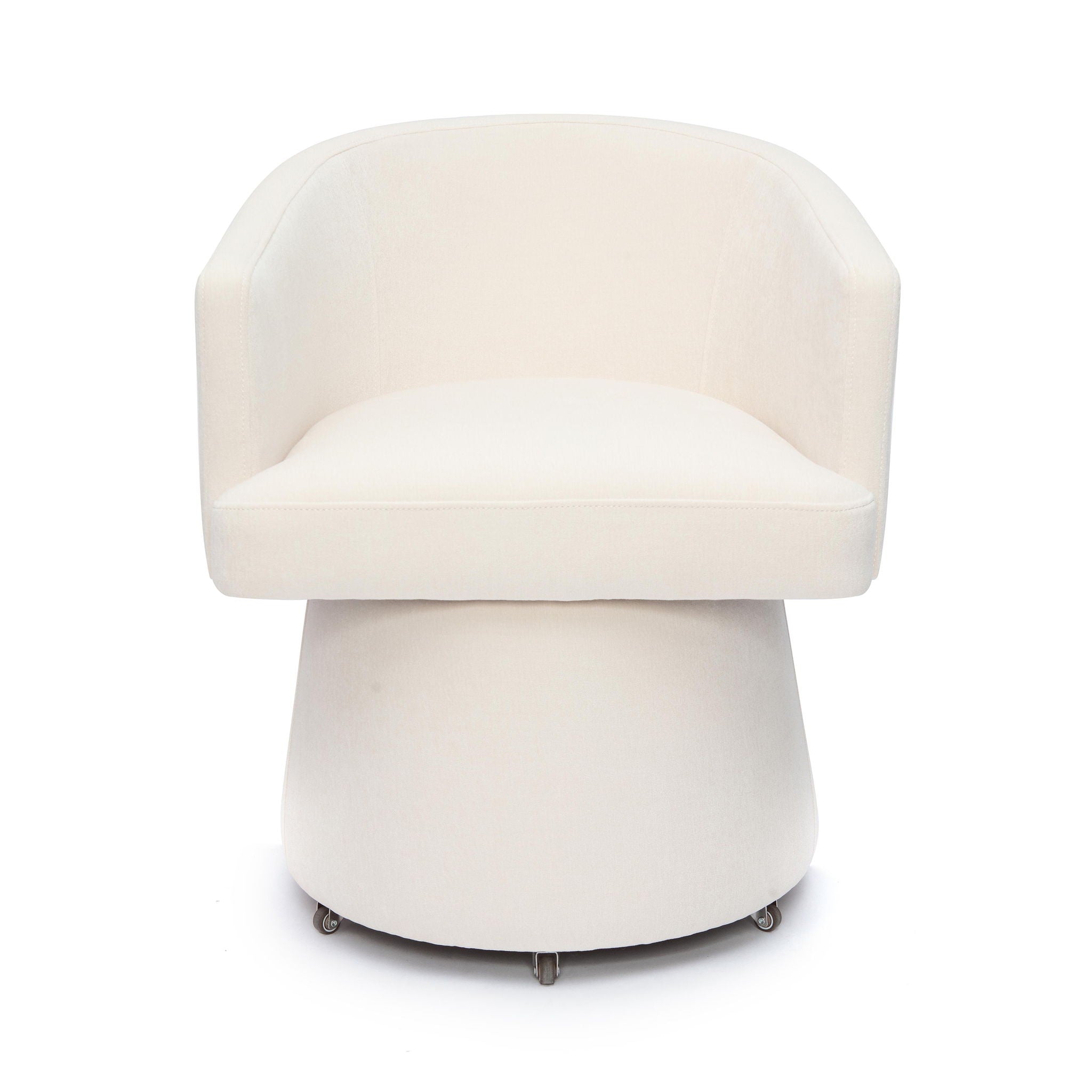 Kristen - Upcycled Chenille Rolling Desk Chair - Cream