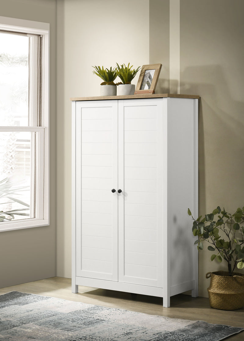Claire - Storage Cabinet With Oak Accent Finish And Framed Slatted Panel Design - White - Urban Living Furniture (Los Angeles, CA)