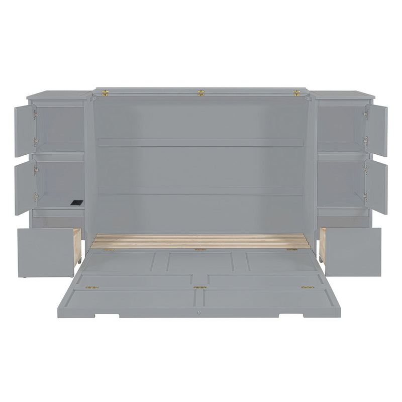 Murphy Bed With Drawers, Cabinets, And USB Ports