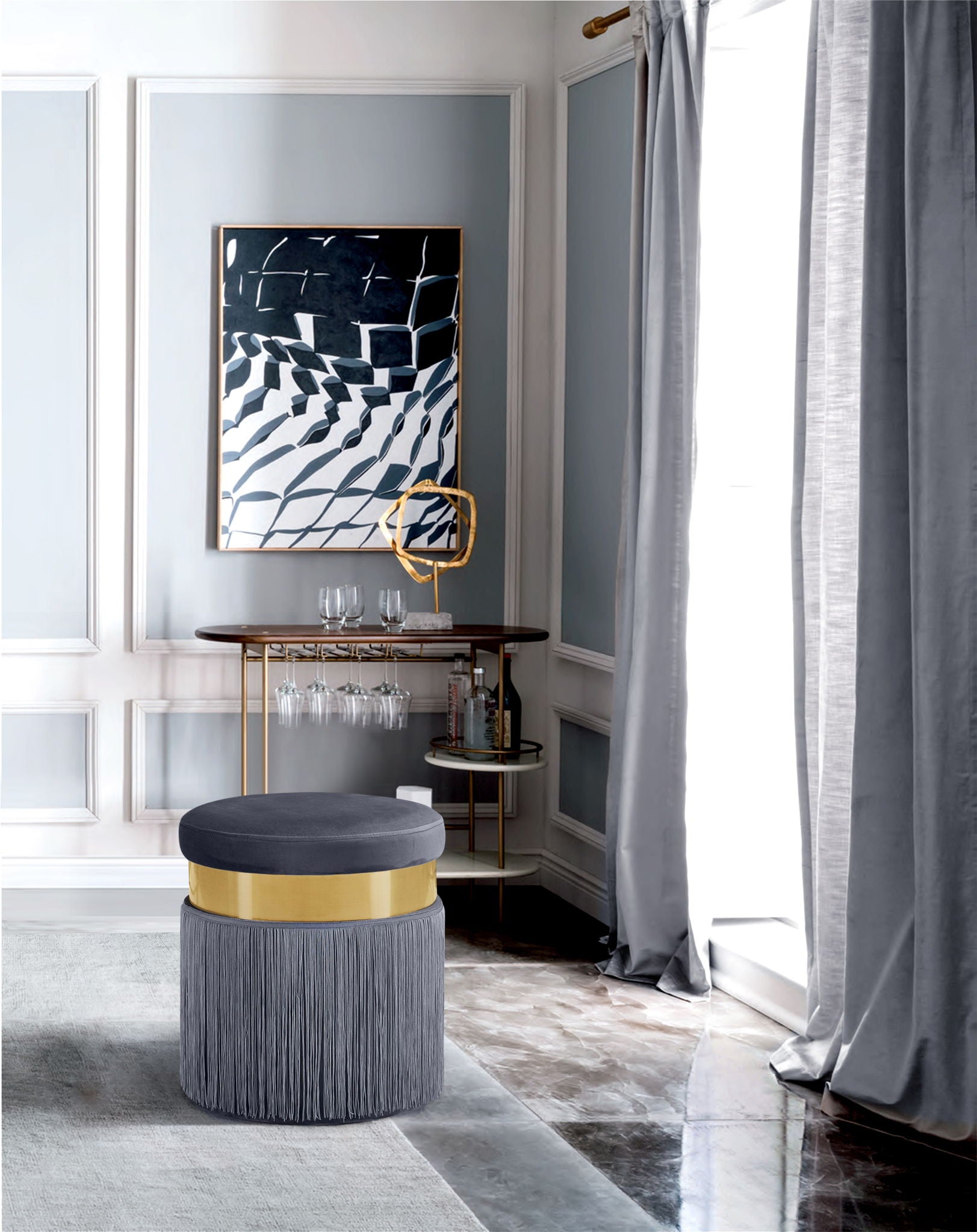 Yasmine - Stool Ottoman - Urban Living Furniture (Los Angeles, CA)