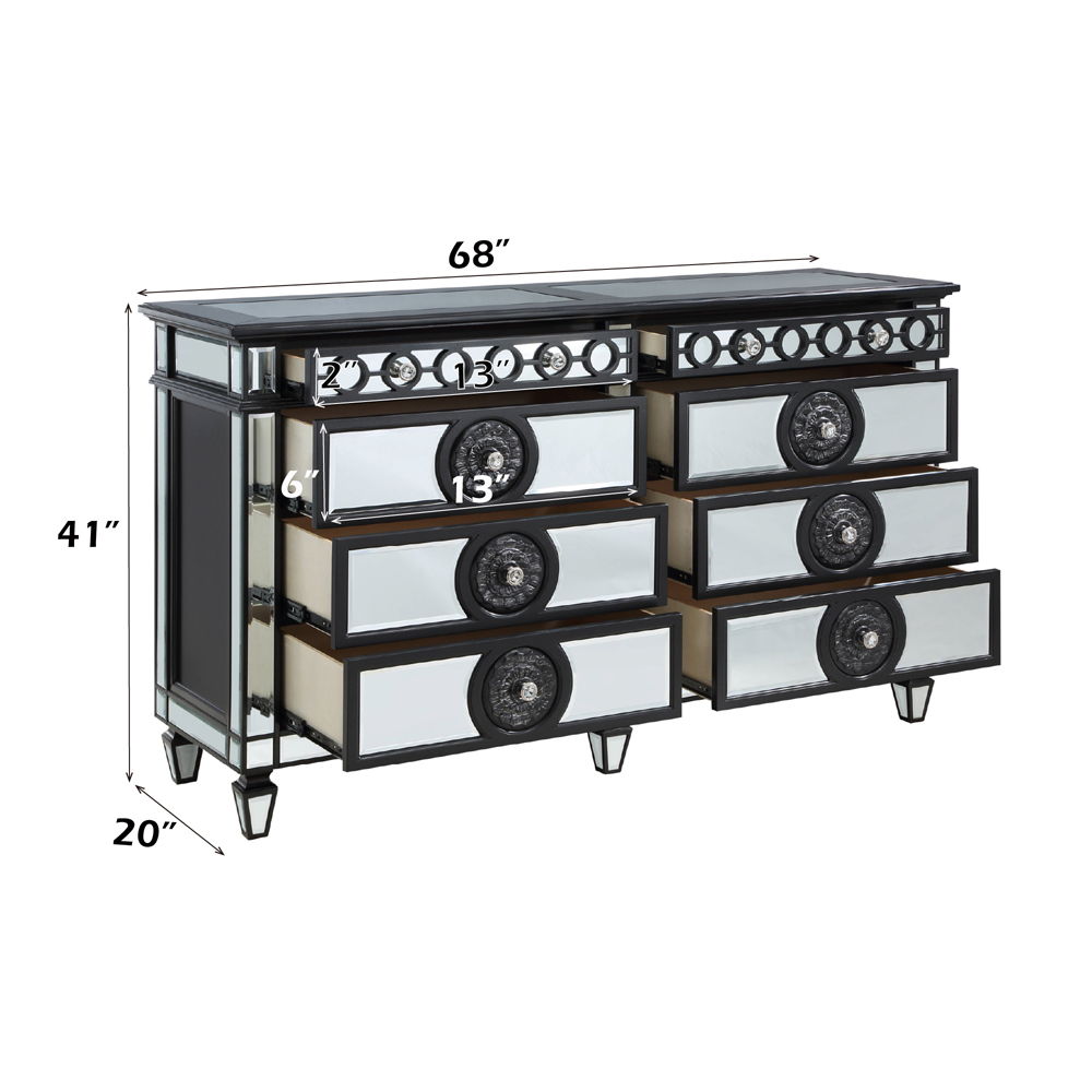 Varian II - Dresser - Mirrored, Black & Sliver - Urban Living Furniture (Los Angeles, CA)