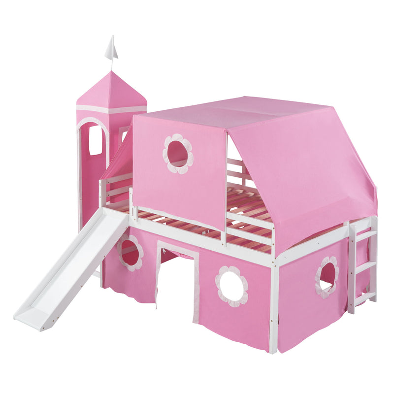 Loft Bed With Slide Tent And Tower Fun Playhouse Design