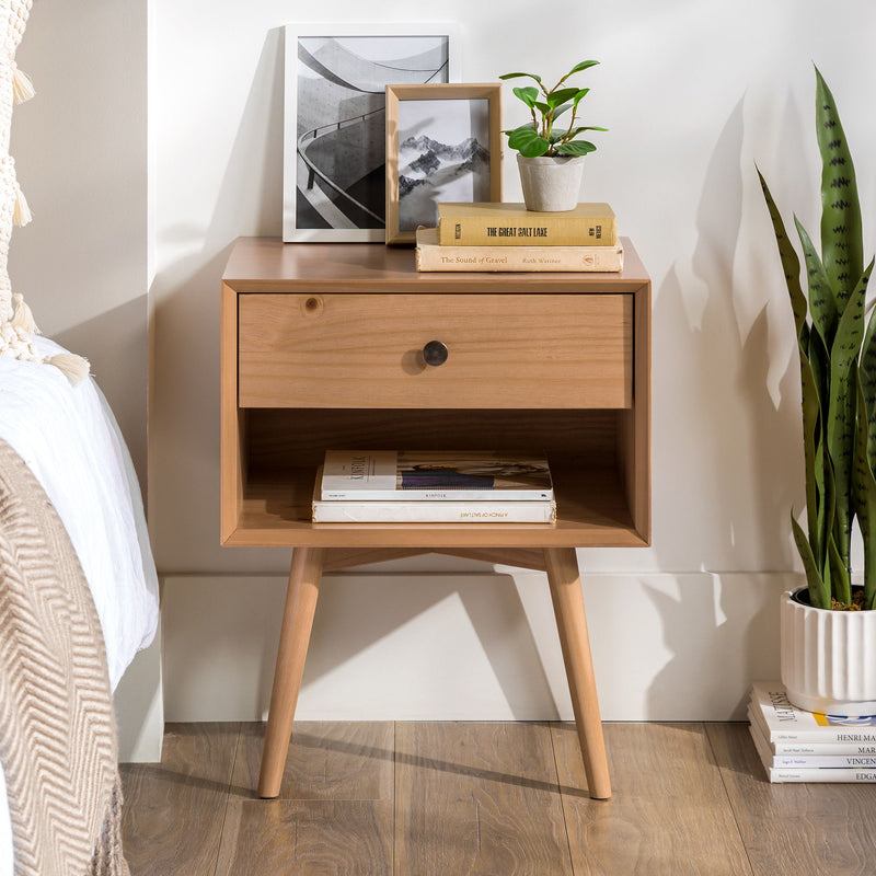 Mid Century Modern Single Drawer Nightstand