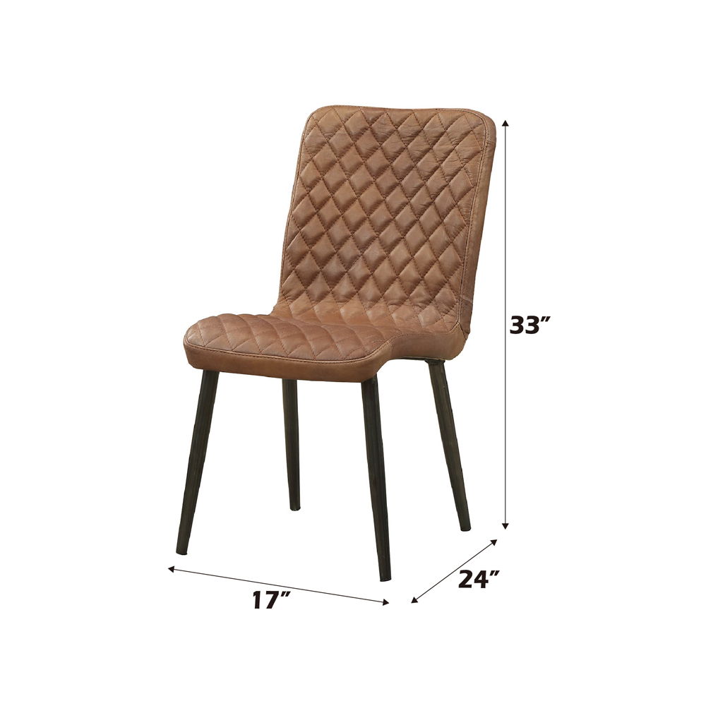Millerton - Side Chair (Set of 2) - Vintage Chocolate Top Grain Leather & Antique Black - Urban Living Furniture (Los Angeles, CA)