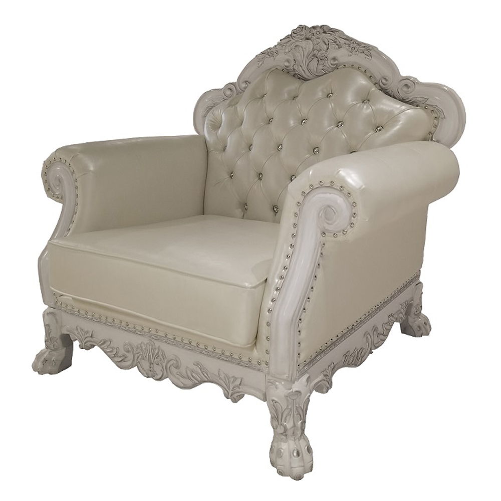 Dresden - Chair With 2 Pillows - Synthetic Leather & Bone White - Urban Living Furniture (Los Angeles, CA)