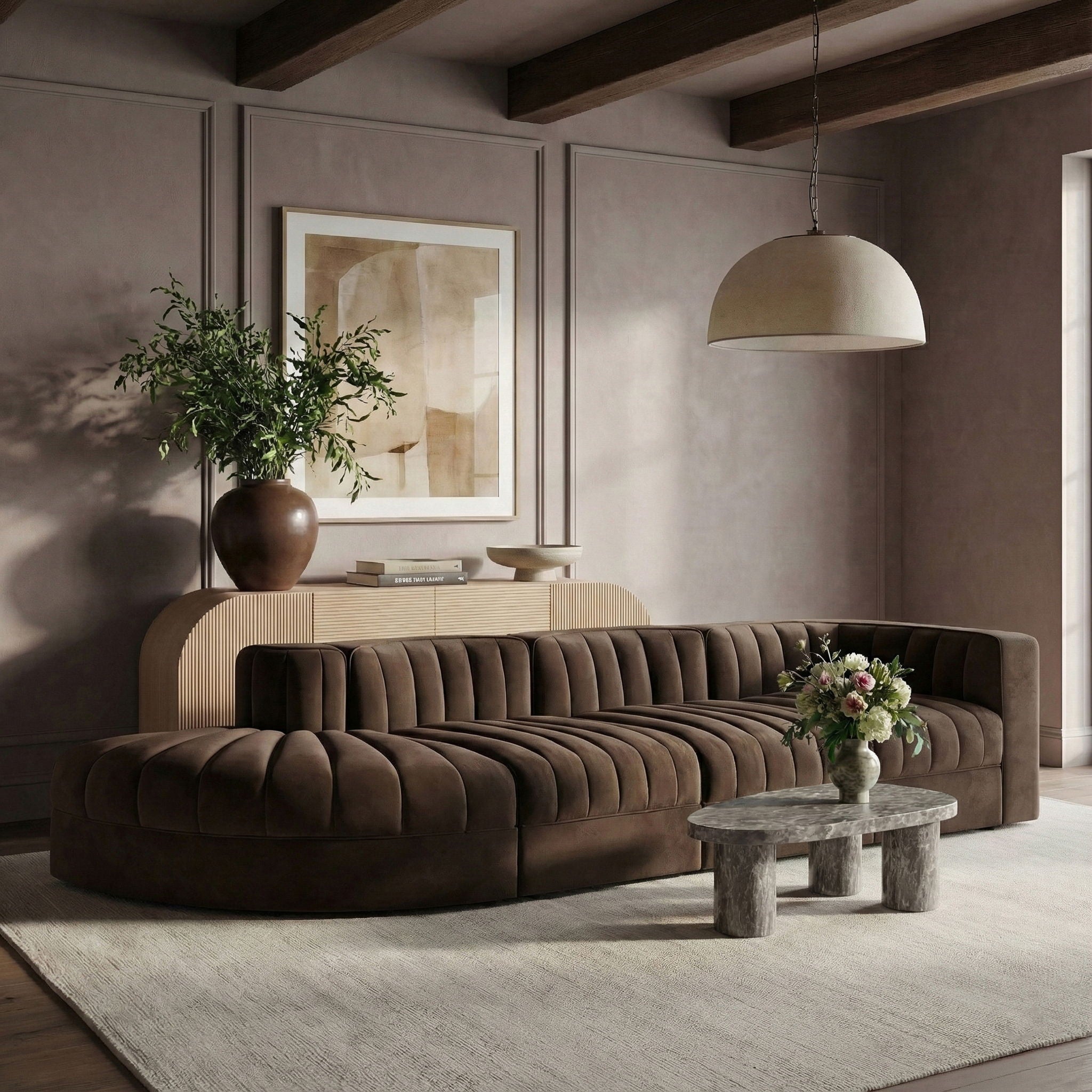 Rummi - Velvet Performance Fabric Upholstered 4 Piece Modular Sectional With Reverse Corner Chair - Urban Living Furniture (Los Angeles, CA)
