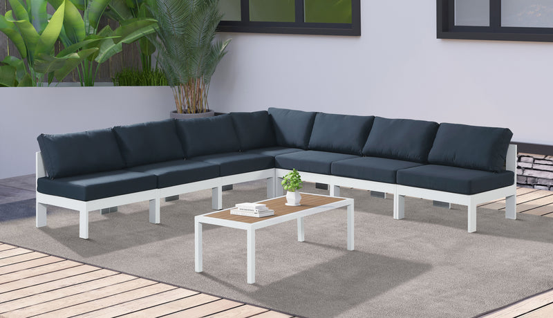 Nizuc - Outdoor Patio 7 Piece Modular Sectional With White Frame