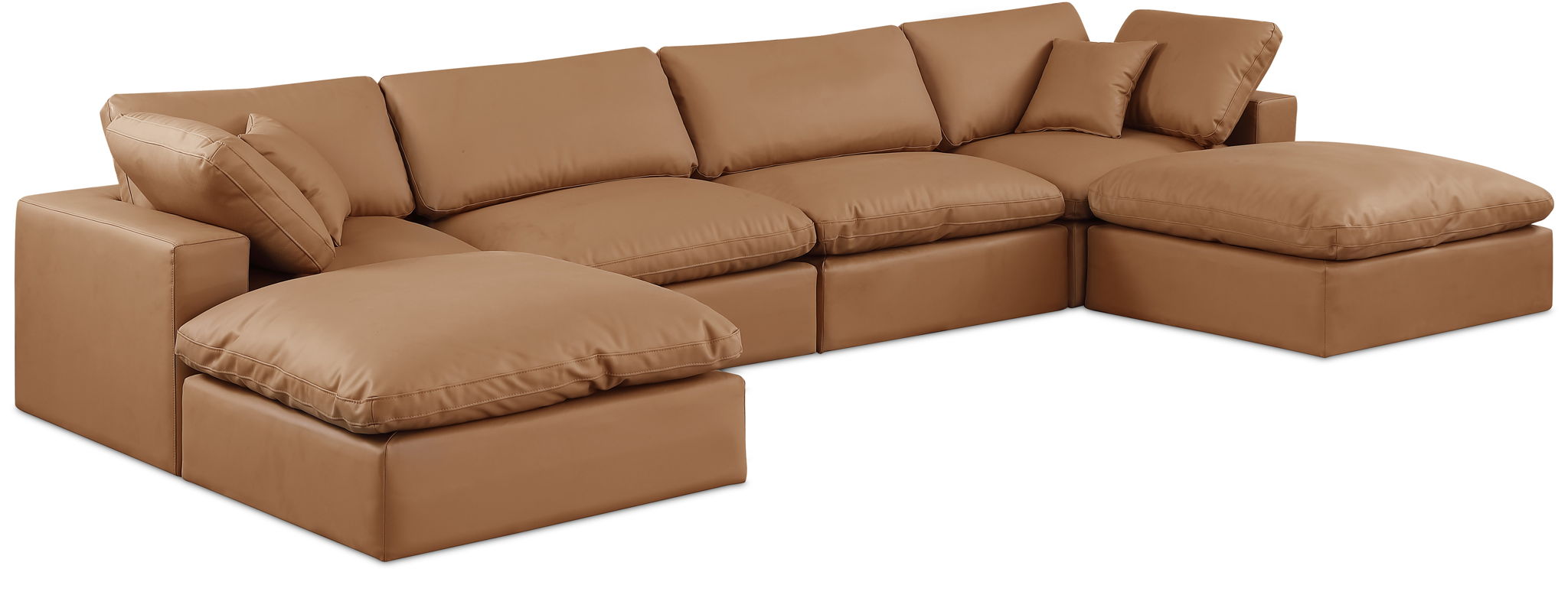 Comfy - 6 Piece Faux Leather Modular Double Chaise Sectional - Urban Living Furniture (Los Angeles, CA)