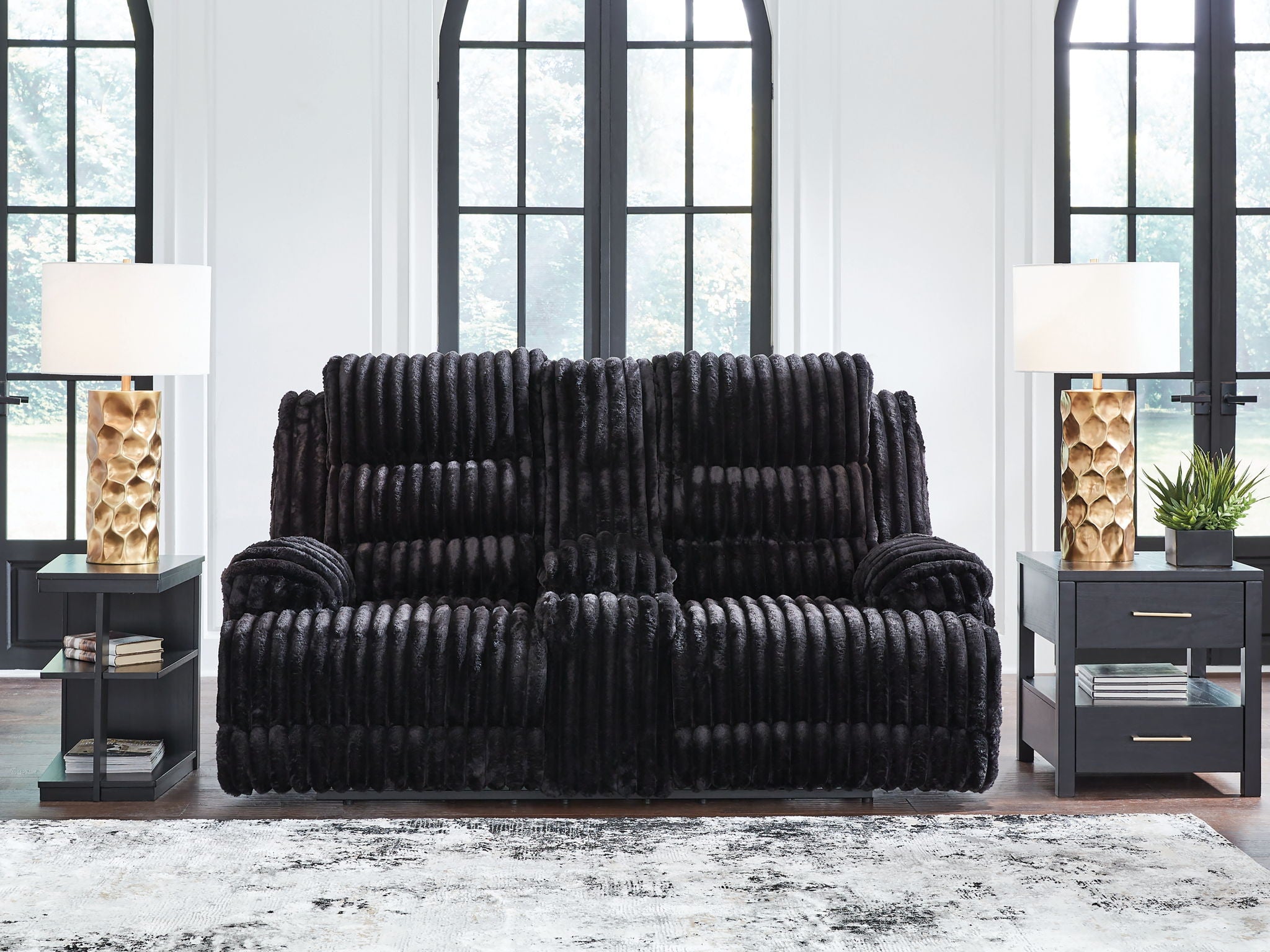 Rhine Falls - Onyx - Double Reclining Power Loveseat With Console - Urban Living Furniture (Los Angeles, CA)