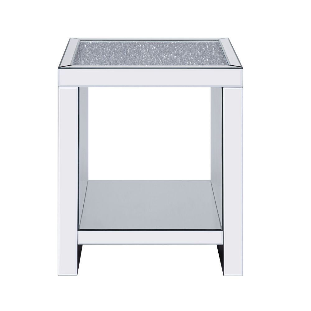 Noralie - End Table With Open Storage Compartment - Clear Glass, Mirrored & Faux Diamonds - Urban Living Furniture (Los Angeles, CA)