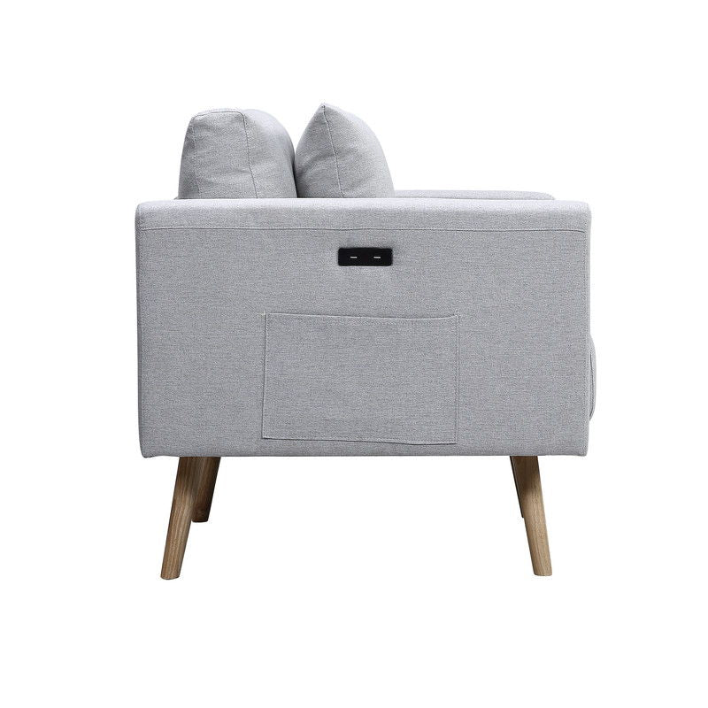 Easton - Linen Fabric Chair With USB Charging Ports Pockets And Pillows - Urban Living Furniture (Los Angeles, CA)