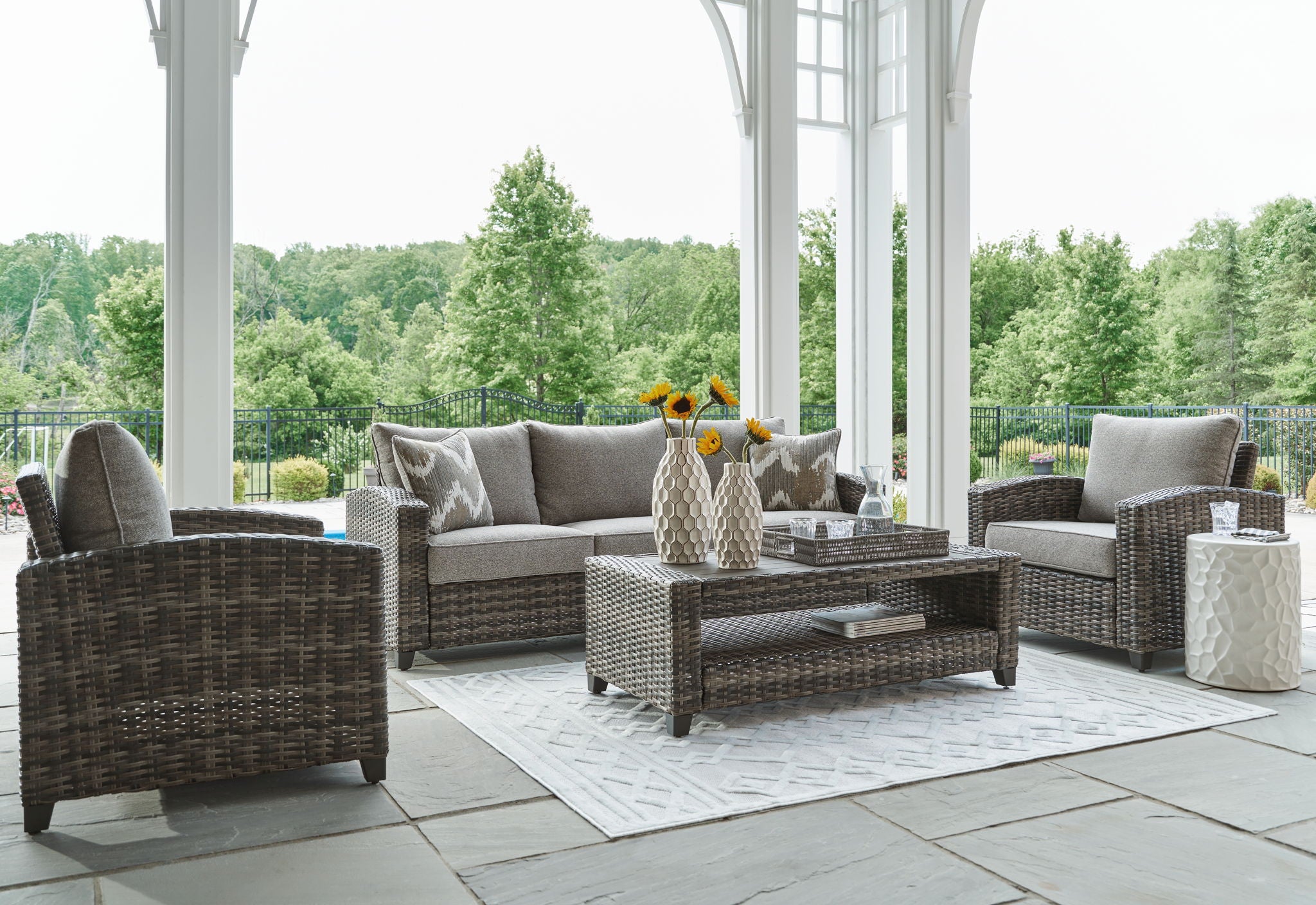 Oasis Court - Gray - Sofa, Chairs, Table Set (Set of 4) - Urban Living Furniture (Los Angeles, CA)
