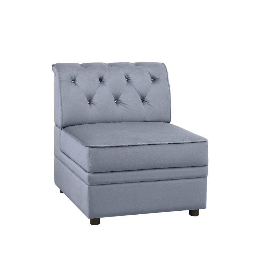 Bois II - Modular Armless Chair - Gray Velvet - Urban Living Furniture (Los Angeles, CA)