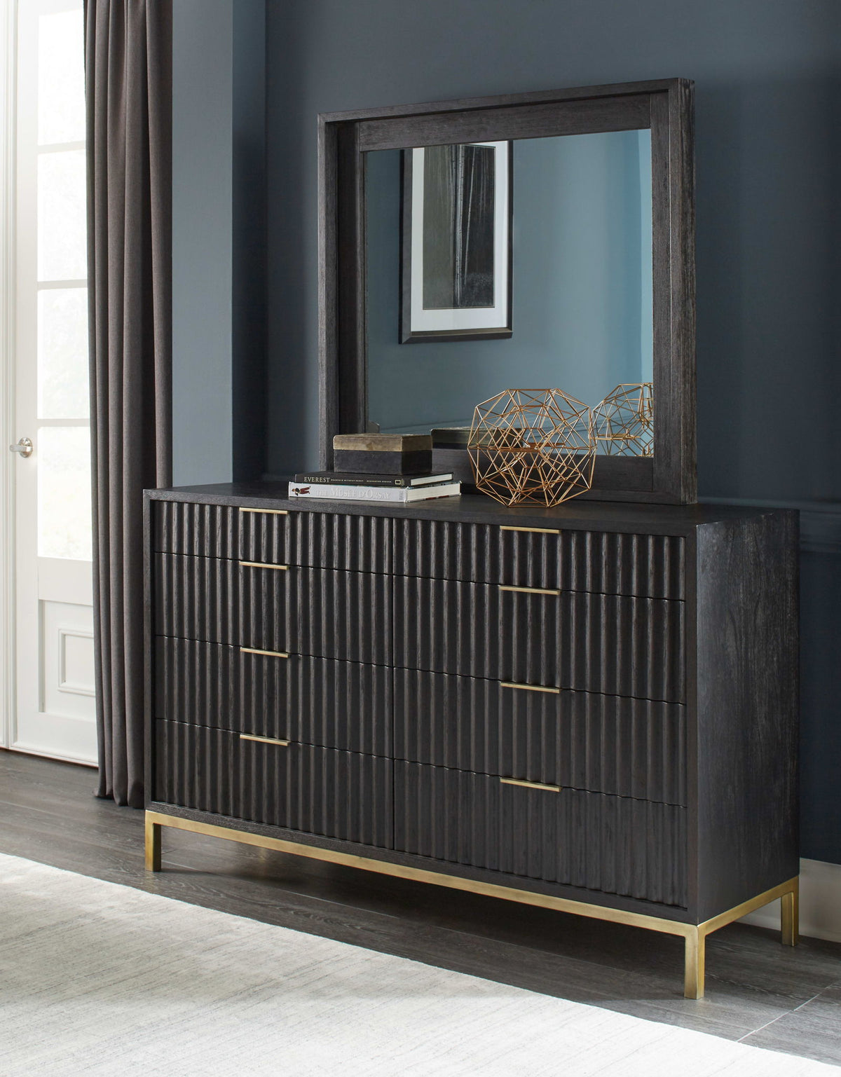 Kentfield - Solid Wood Eight Drawer Dresser - Black Drifted Oak (2024)