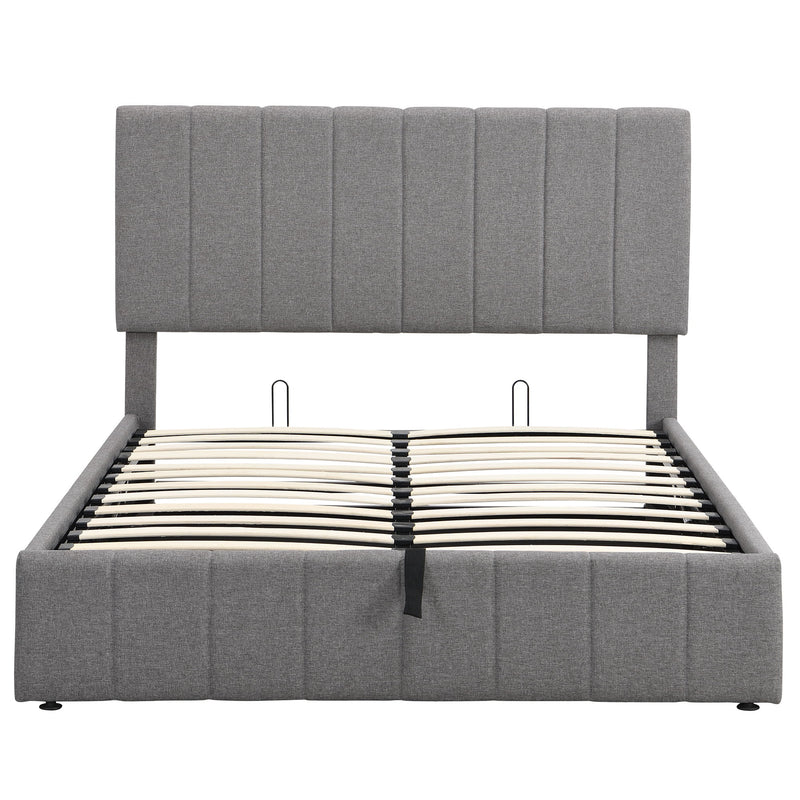 Elegant Upholstered Platform Bed With Hydraulic Storage System