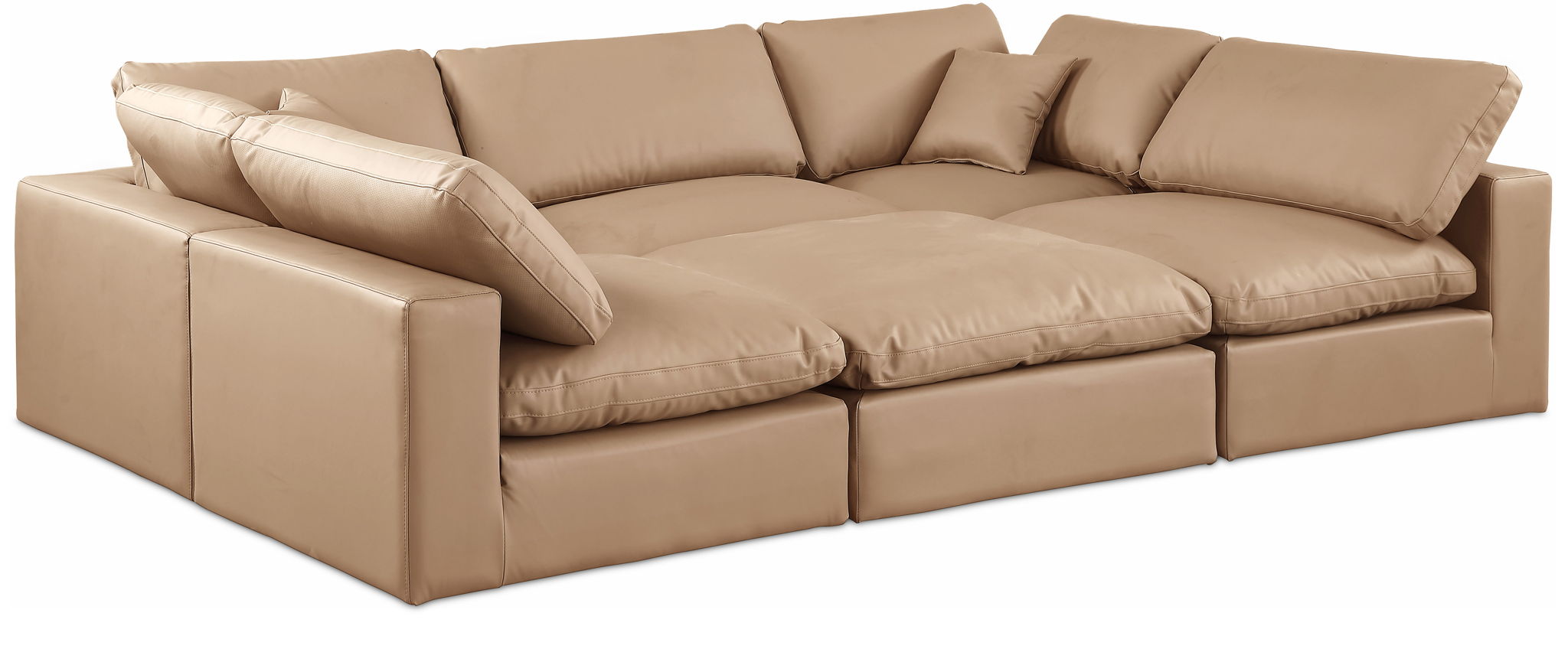 Comfy - 6 Piece Faux Leather Sectional - Tan - Urban Living Furniture (Los Angeles, CA)