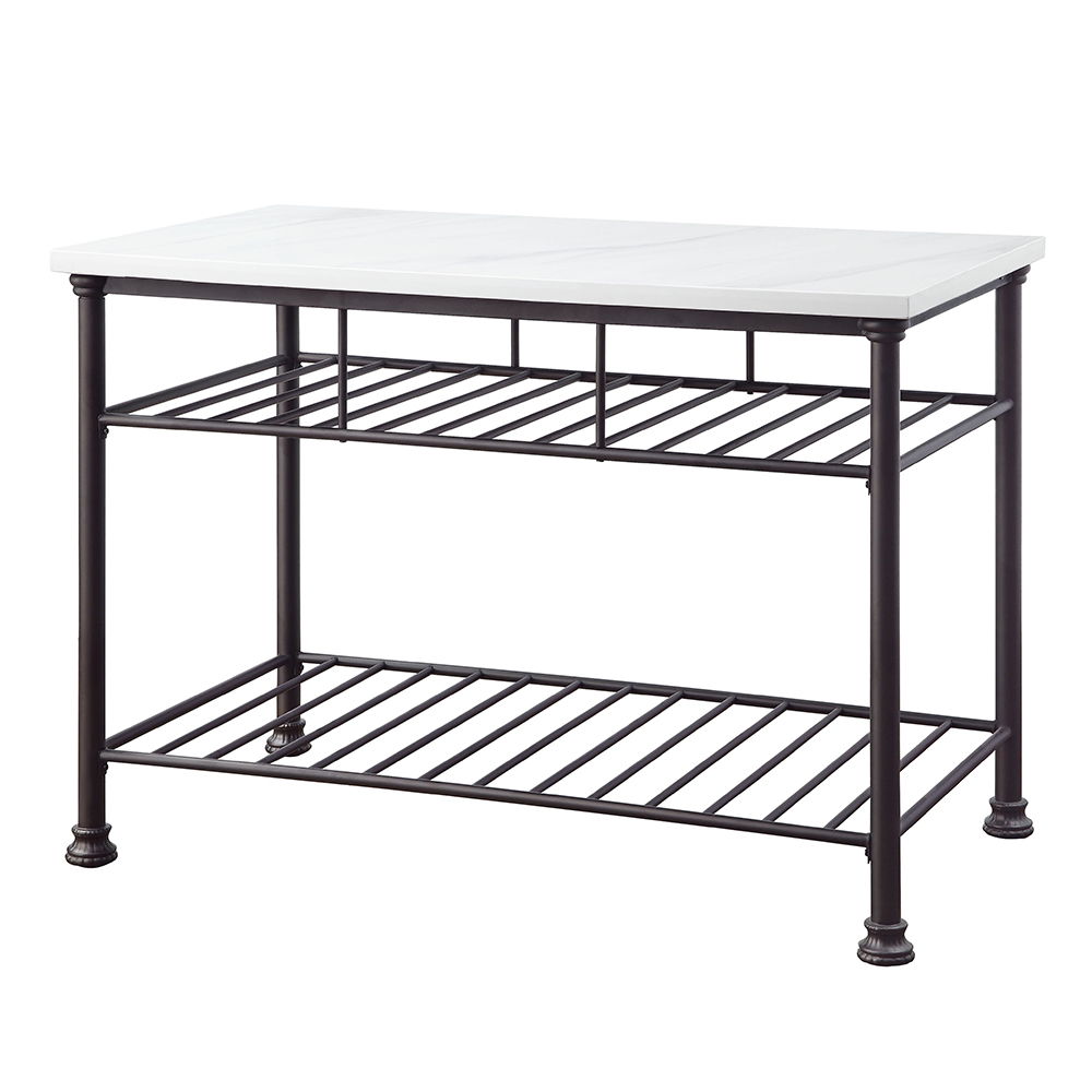 Freyja - Kitchen Island - White Cultured Marble Top & Gray - Urban Living Furniture (Los Angeles, CA)