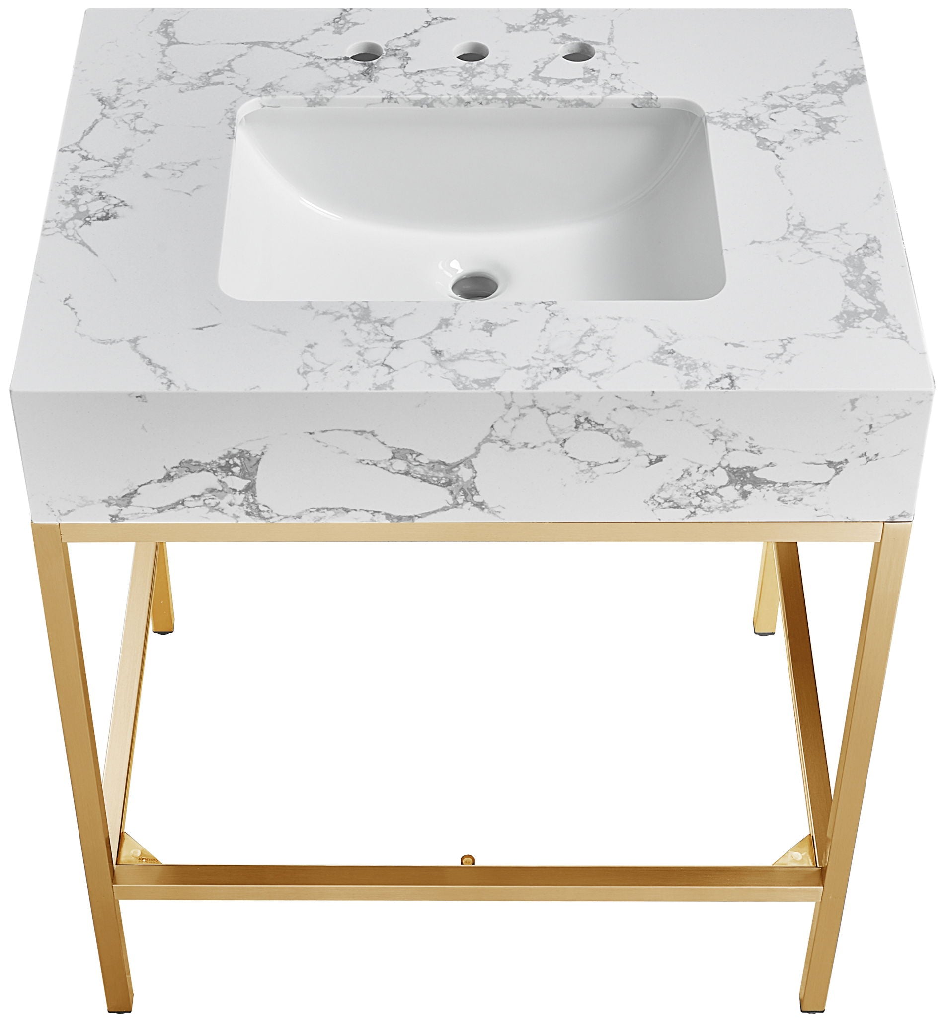 Marmo - Engineered Marble Bathroom Vanity With Gold Base