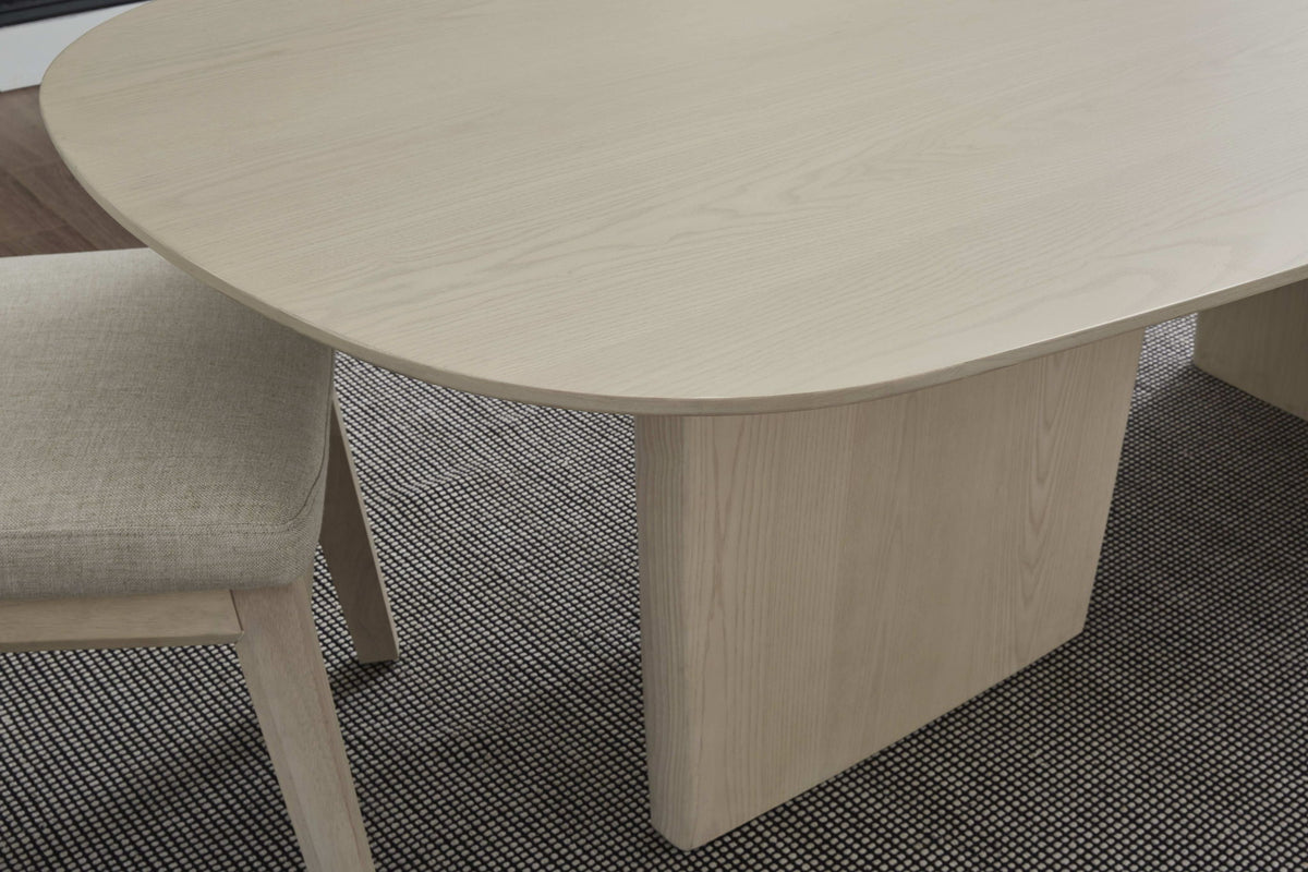 Liv - Ash Wood Oval Dining Table - White Sand