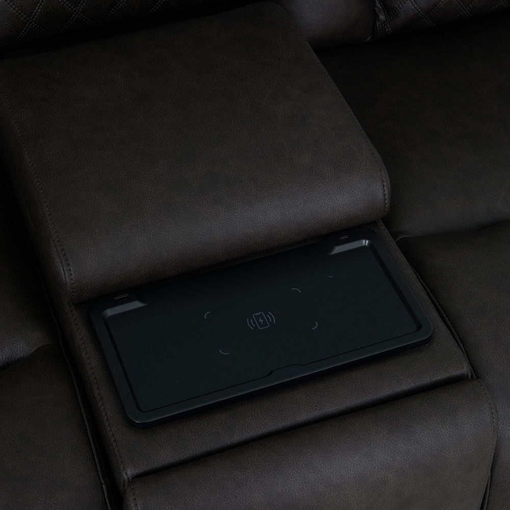 Wendell - Power Motion Loveseat With Console, Wireless Charger, Storage, USB & LED - Dark Gray - Urban Living Furniture (Los Angeles, CA)