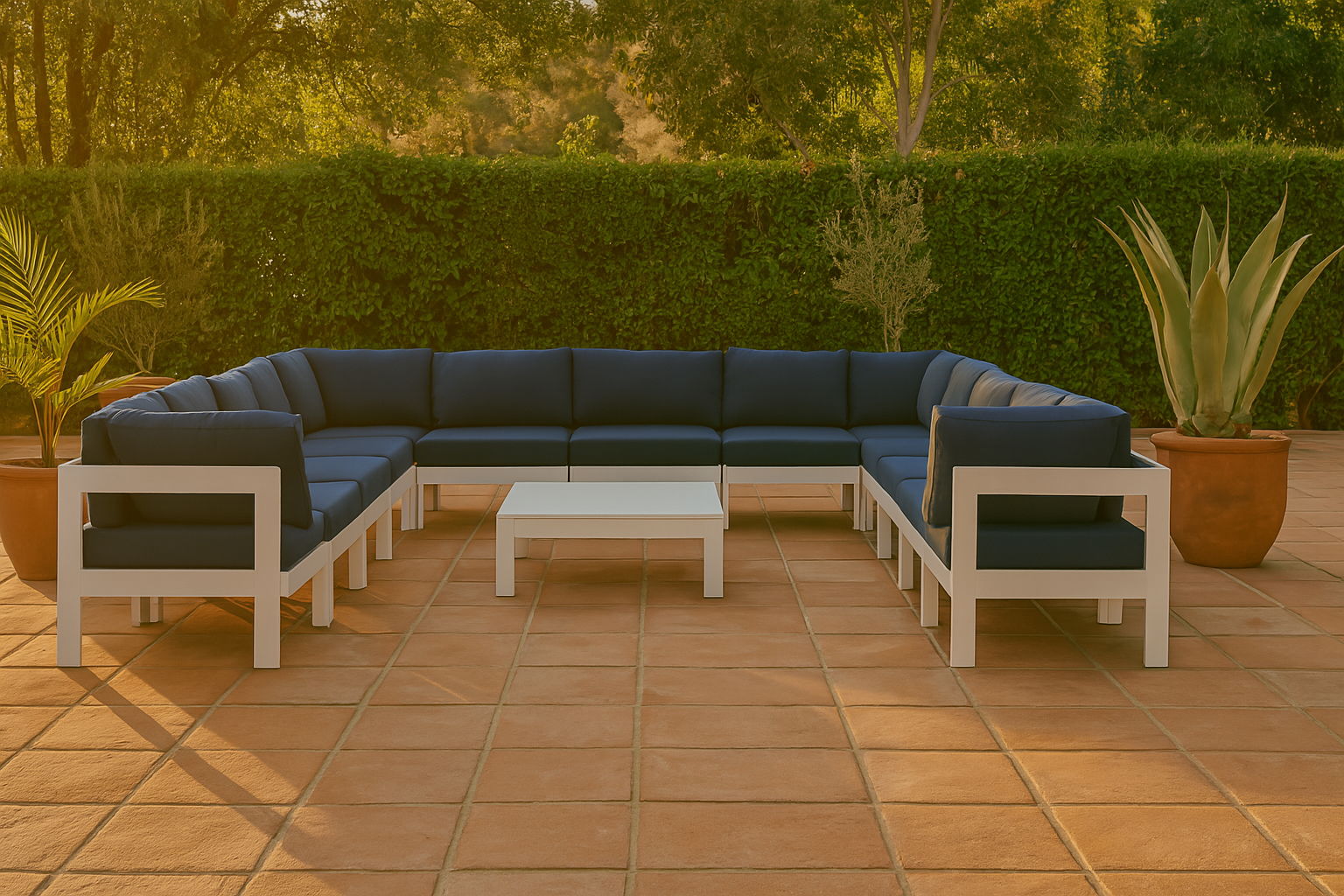 Nizuc - Outdoor Patio 13 Piece Modular Sectional With White Frame - Urban Living Furniture (Los Angeles, CA)