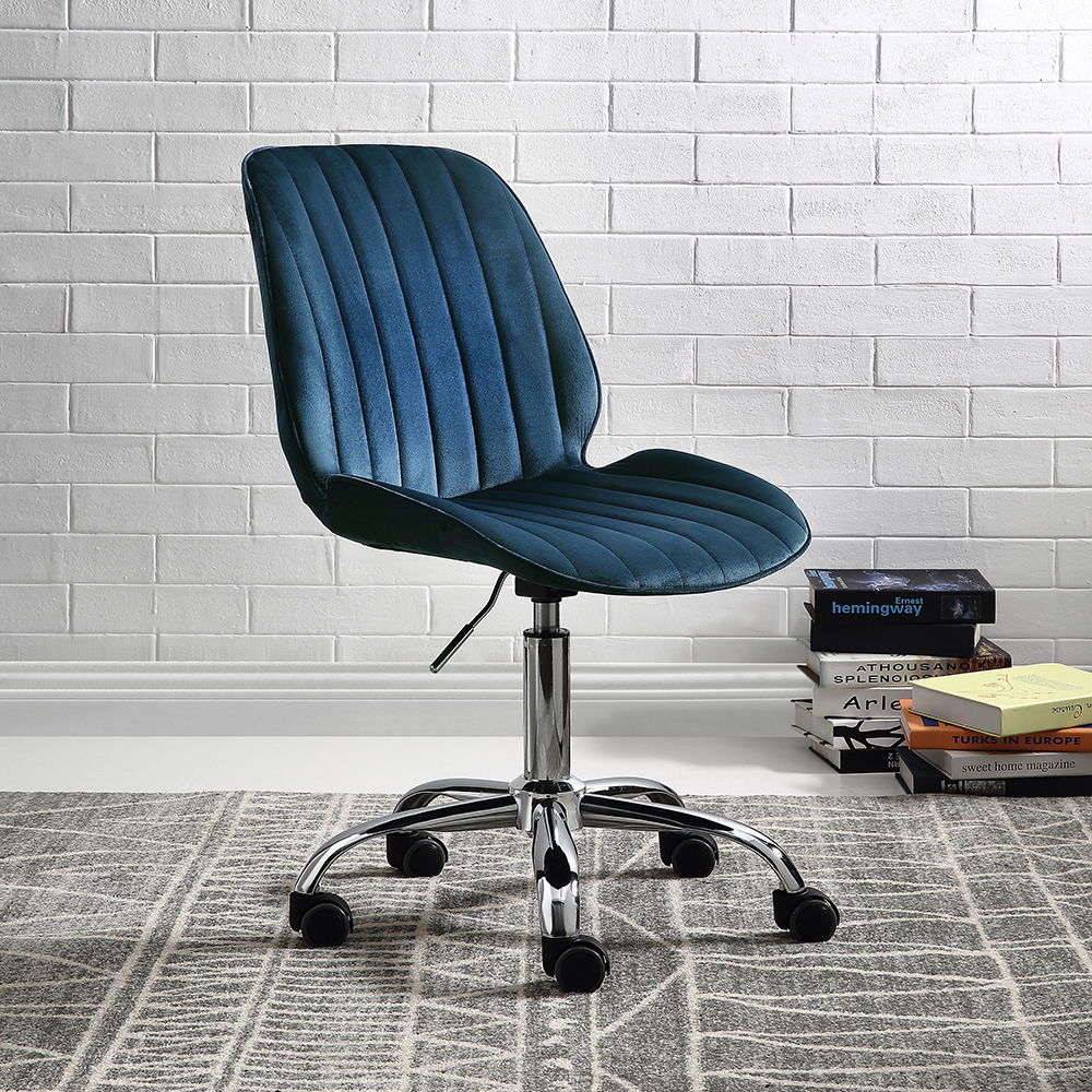 Muata - Office Chair - Twilight Blue Velvet & Chrome - Urban Living Furniture (Los Angeles, CA)