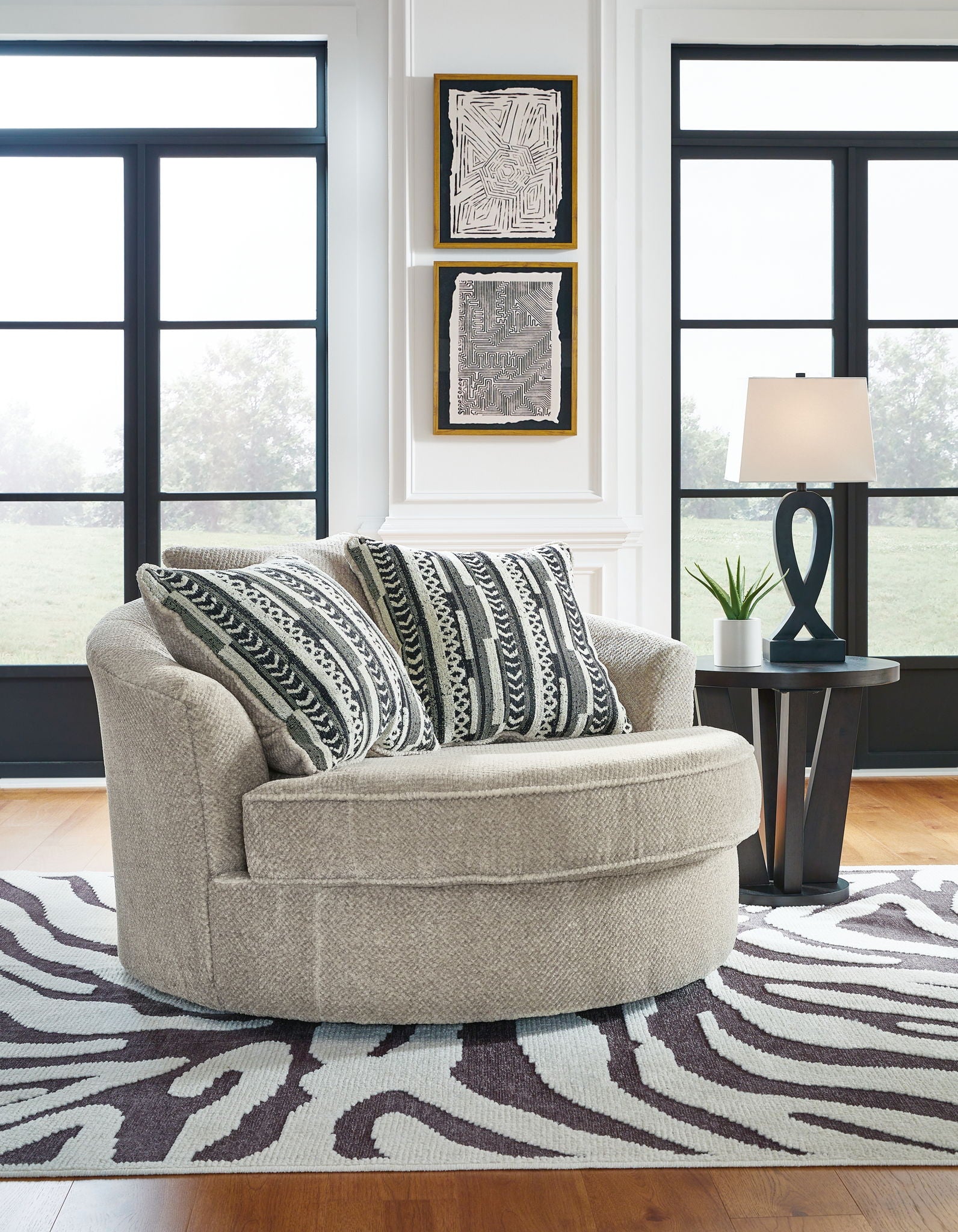Calnita - Sisal - Oversized Swivel Accent Chair - Urban Living Furniture (Los Angeles, CA)